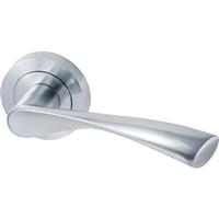 Eclipse Monza Lever on Rose Door Handles Satin (Pair) in Chrome Zinc/Aluminium