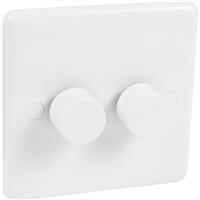 Wessex Electrical Wessex LED Push Dimmer Switch 2 Gang 2 Way in White Plastic
