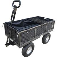 The Handy 400kg Garden Trolley with Liner & Tool Tray in Black Steel
