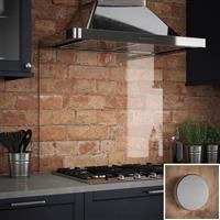 Splashback Glass with Brushed Chrome Caps 900 x 750mm in Clear