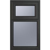 Crystal Casement uPVC Window Top Hung Opening Over Fixed Light 610mm x 1115mm Obscure Double Glazing /White in Grey