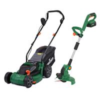 Hawksmoor 18V Cordless Lawnmower & Grass Trimmer Kit 1 x 4.0Ah in Green Plastic