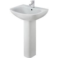 Nuie Ava Basin and Pedestal 545mm 1 Tap Hole in White Vitreous China