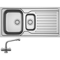 Franke Antea Reversible Stainless Steel Kitchen Sink with Danube Mono Mixer Tap 1.5 Bowl in Silver