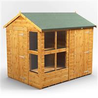 Power Apex Potting Shed Combi including 4ft Side Store 8' x 6' in Natural Timber