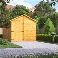 Power Apex Shed 16' x 8' - Double Doors in Natural Timber