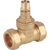 Unbranded Lockshield Gate Valve 22mm in Gold Brass