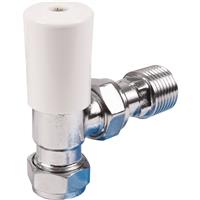 Drayton Angled Lockshield With White Cap 15mm Angled in White/Chrome Brass