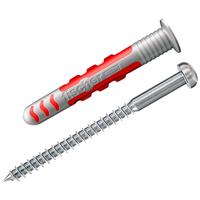 Fischer Duoseal Plugs 6mm x 38mm c/w stainless steel screws (50 Pk) in Red/Grey