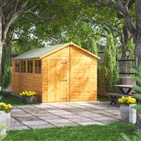 Power Apex Shed 18' x 8' in Natural Timber