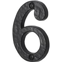 Old Hill Ironworks Door Numeral Number 6 in Black Cast Iron