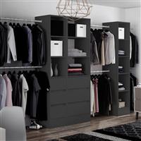 Spacepro 3 Drawer Tower Unit with 1 Hanger Bar Diamond 2100 x 450 x 500mm in Grey Steel/MFC