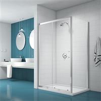 Merlyn NIX Sliding Shower Enclosure Door and Side Panel 1000 x 800mm in Chrome Toughened Safety Glass