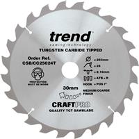 Trend Craft Thin Kerf Mitre Saw Blade 250 x 24T x 30mm CSB/CC25024T