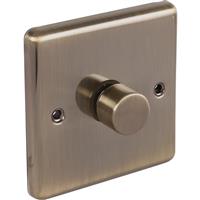 Wessex Electrical Wessex Antique Brass Dimmer Switch 1 Gang 400W in Gold Electroplated Steel