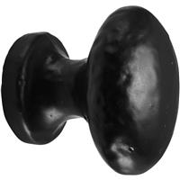Old Hill Ironworks Hammered Ball Cabinet Knob on Round Rose 38mm Oval in Black Cast Iron