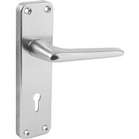 Eclipse Aluminium Door Handles Lock Satin 154 x 41mm (Pair) in Silver