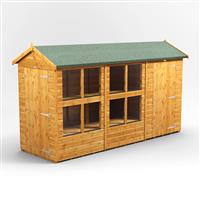 Powersheds Power Apex Potting Shed Combi including 4ft Side Store 12' x 4' in Natural Timber