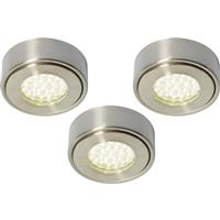 Culina Laghetto 240V LED Round Under Cupboard Light 3 x 1.5W 140lm lights (3 Pack) in Chrome Steel