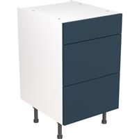Kitchen Kit Flatpack Slab Kitchen Cabinet Base 3 Drawer Unit Ultra Matt 500mm in Indigo Blue MFC