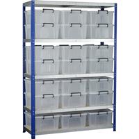 Barton Eco 5 Tier Shelving Bay with Storage Containers 1800 x 1200 x 450mm Plastic