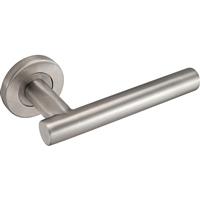 Eclipse Petra Lever On Rose Door Handles Satin (Pair) in Silver Stainless Steel