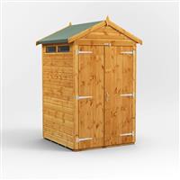 Powersheds Power Apex Security Shed 4' x 4' - Double Doors in Natural Timber