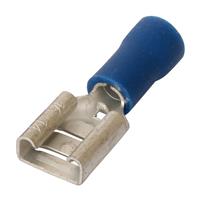 Spade Type Connectors Female 6.3 x 0.5mm Wide 1.5-2.5mm2 Cable (100 Pack) in Blue