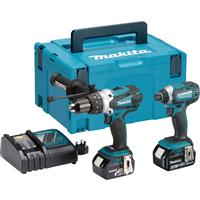 Makita DLX2145TJ 18V LXT Combi Drill & Impact Driver Twin Kit 2 x 5.0Ah in Blue Steel