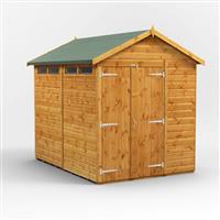 Power Apex Security Shed 8' x 6' - Double Doors in Natural Timber