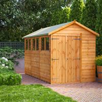 Power Overlap Apex Shed 12' x 6' Double Doors in Natural Timber