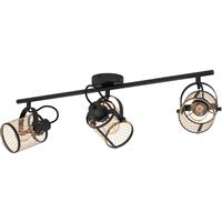 Eglo Dellow Ceiling Light 3 Set Brass in Black Steel