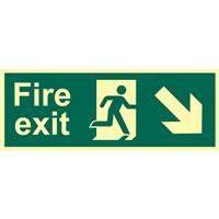 Centurion Photoluminescent Fire Exit Sign Arrow Down/Right