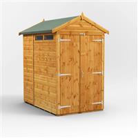 Powersheds Power Apex Security Shed 6' x 4' - Double Doors in Natural Timber