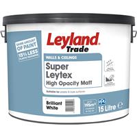 Leyland Trade Super Leytex Matt Emulsion Paint Brilliant 15L in White