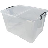 Barton Plastic Container with Hinged Folding Lid 65L (10 Pack)