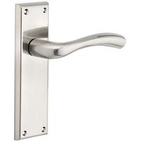 Minerva Door Handles Latch Brushed (Pair) in Silver