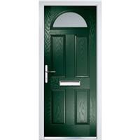 Crystal Composite Door Four Square Sunburst Right Hand 920mm x 2055mm Obscure Glass Glazing Dark in Green