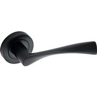 Eclipse Monza Lever on Rose Door Handles Matt (Pair) in Black Zinc/Aluminium