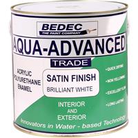 Bedec Aqua Advanced Satin Paint Brilliant 1L in White Acrylic