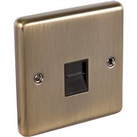 Wessex Electrical Wessex Antique Brass Telephone Socket Slave in Gold Electroplated Steel