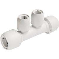 Hep2O Two Port Manifold All Socket 22 x 15mm in White Plastic