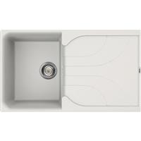 Reginox Ego Reversible Compact Composite Kitchen Sink & Drainer Single Bowl in White Granite Composite