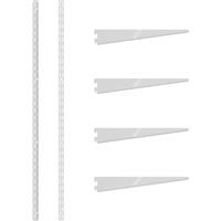 Rothley Twin Slot Shelving Kit 1220mm Uprights (x2) & 270mm Brackets (x4) in White Steel
