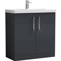 Nuie Arno Double Door Floor Standing Vanity Unit Soft 800mm With Standard Basin in Black MFC