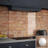 Splashback Glass with Satin Chrome Caps 900 x 750mm in Clear