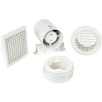 Airvent 100mm Inline Shower Extractor Fan Kit with Timer in White PVC