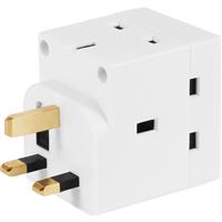 Unbranded Adaptor 3 Way 3 Pin 13A Fused in White