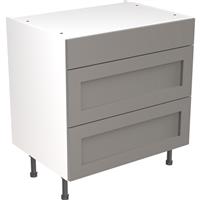 Kitchen Kit Flatpack Shaker Kitchen Cabinet Base 3 Drawer Unit Ultra Matt 800mm in Dust Grey MFC