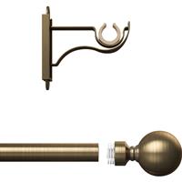 Rothley Curtain Pole Kit with Solid Orb Finials Antique 25mm x 1829mm in Brass Steel